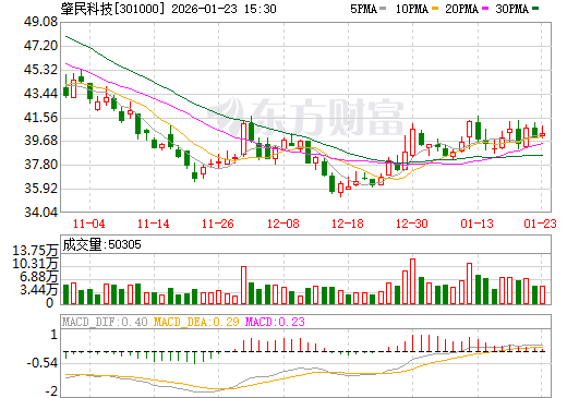 肇民科技日K线图