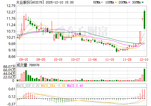 大业股份日K线图